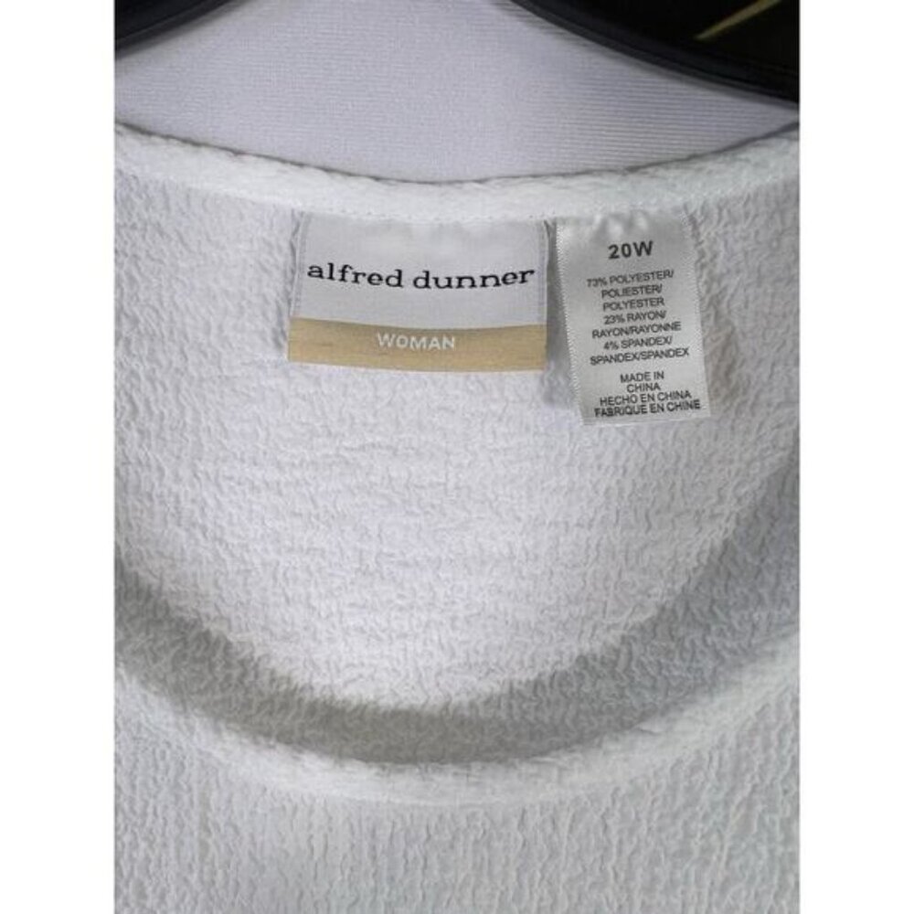 Alfred Dunner White Textured Tunic Top Long Sleeve Plus Size 20W